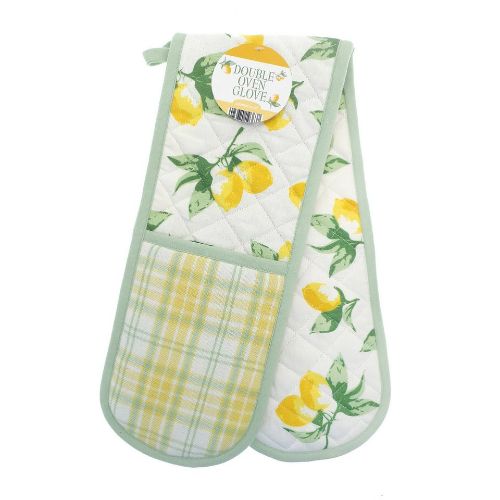 Home & Living Lemons Double Oven Glove White/Yellow